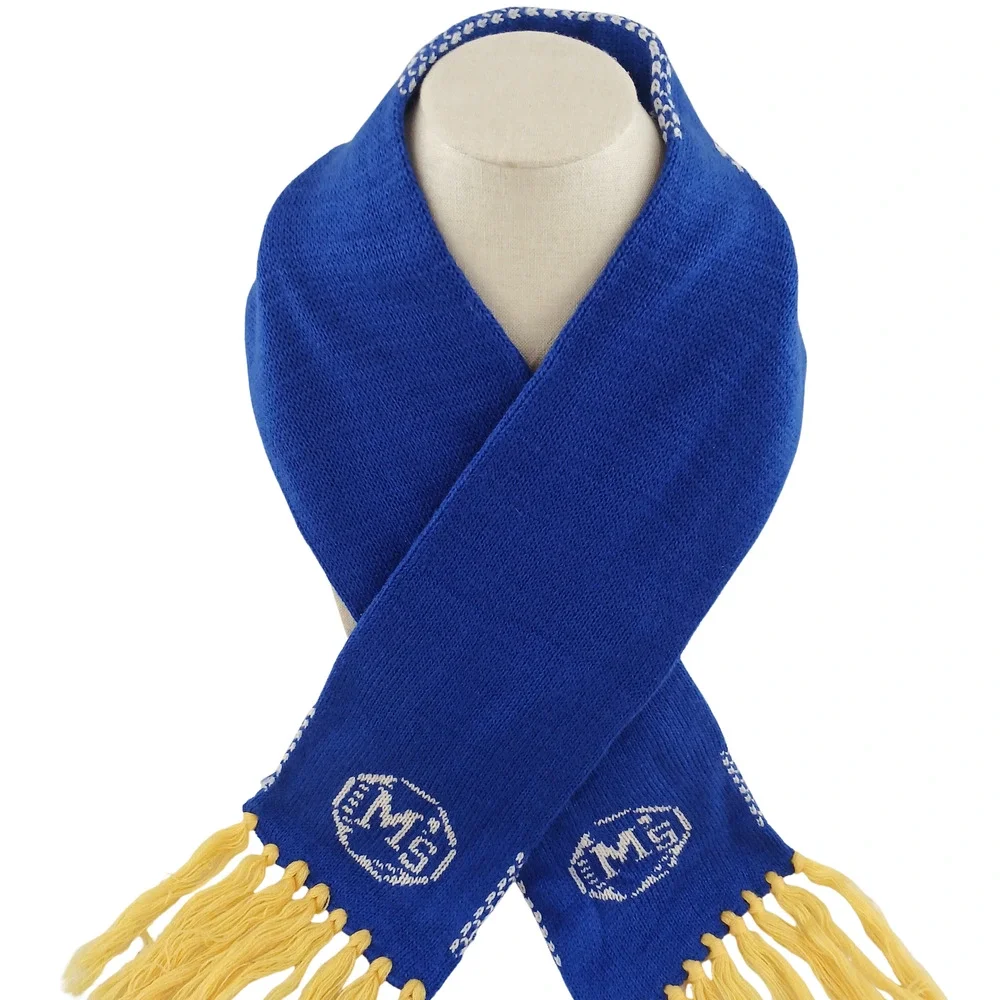 Vintage Washington Natural Gas Blue Knit Scarf w/ Logo & Yellow Fringe Retro